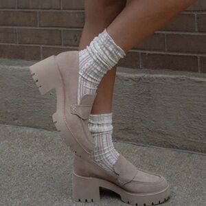 Dolce Vita Chunky Suede Loafers in Light Taupe